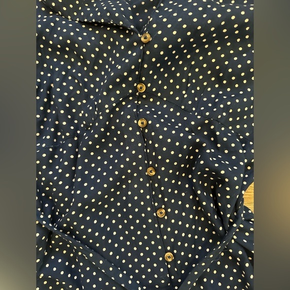 American Eagle navy blue polka dot jumper shorts button front SZ L - Picture 3 of 6